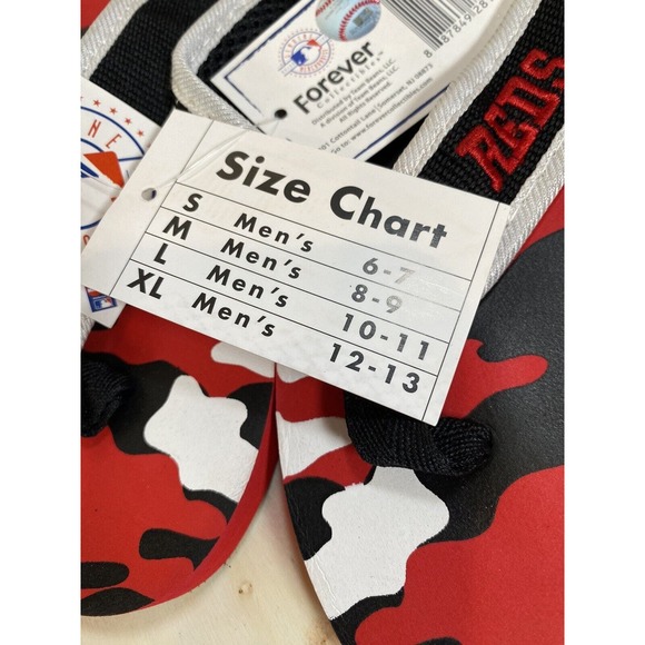 Cincinnati Reds Sewn Team Name‎ Logo Flip Flops Red Black Camo New Mens Sz M 8-9 - Picture 4 of 6